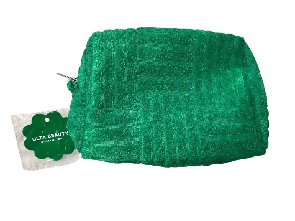 Ulta Beauty Collection Green Terry Cloth Makeup Cosmetic Travel Toiletry Bag Cas